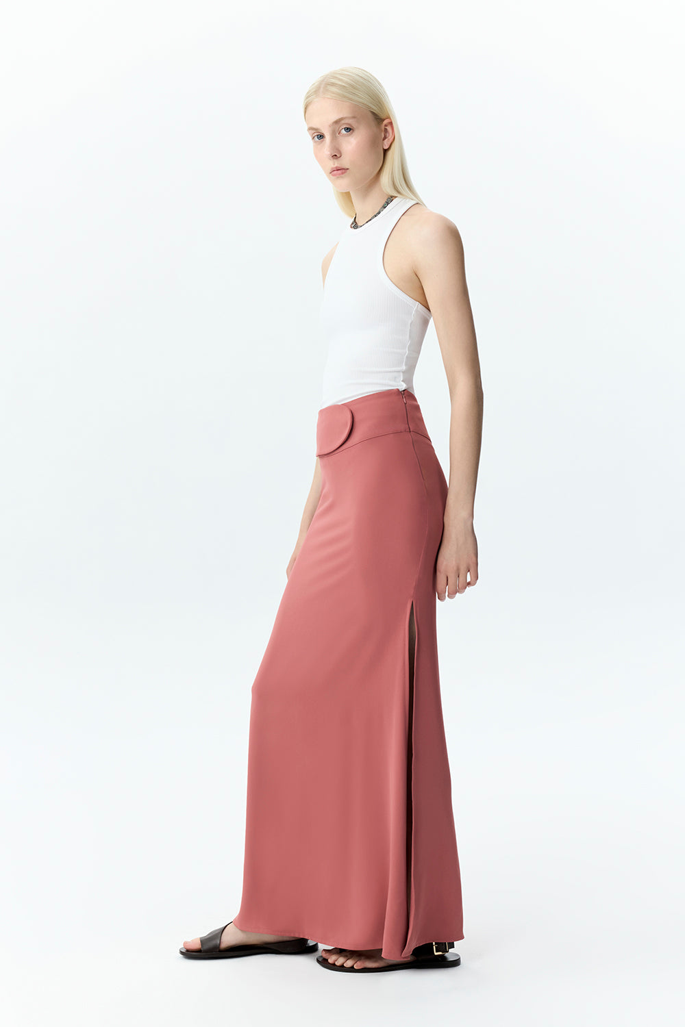 Maxi Skirt with Sculpted Belt Panel
