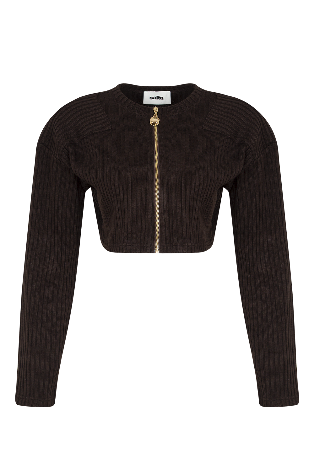 Cropped Zip Knit Cardigan