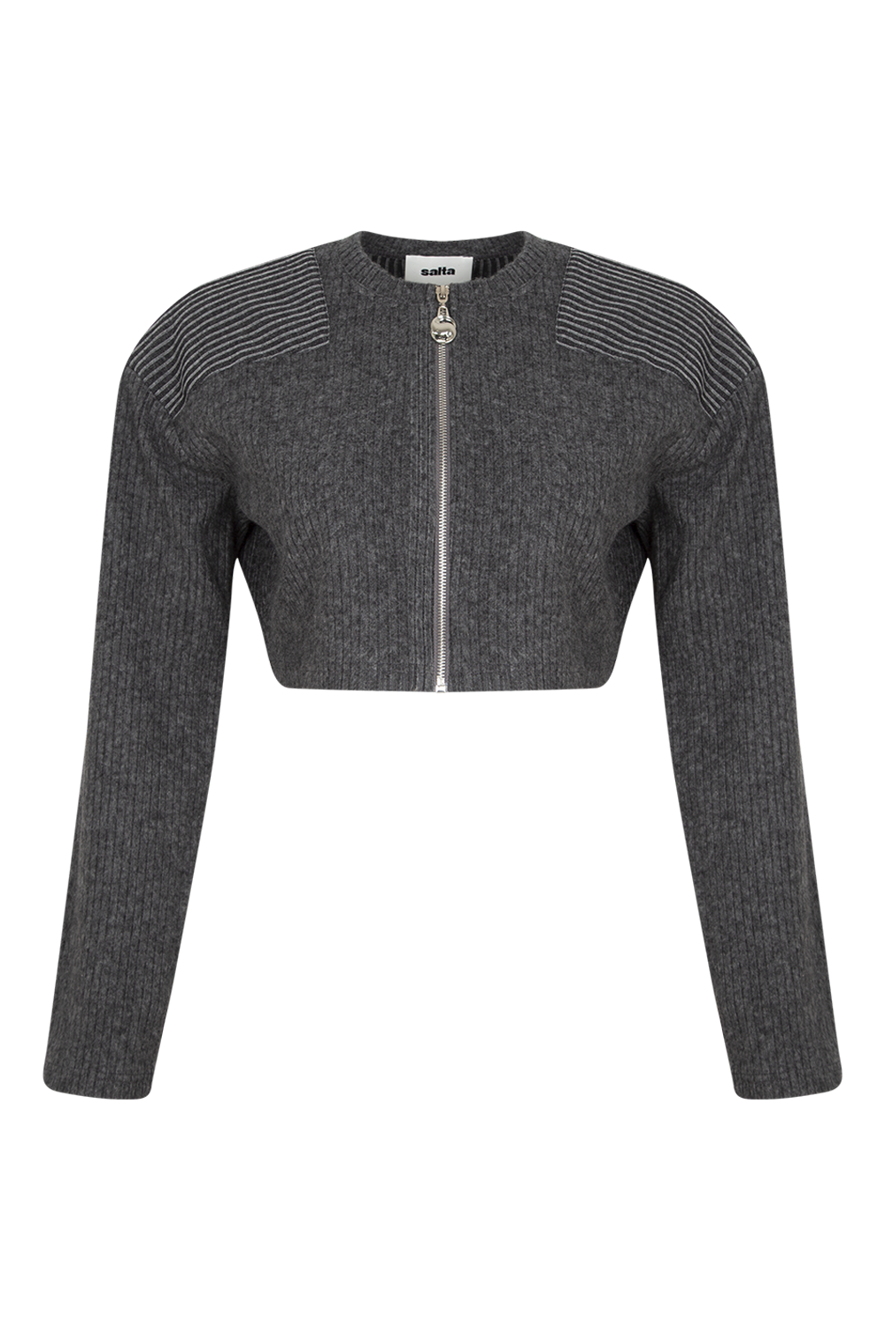 Cropped Zip Wool Cardigan