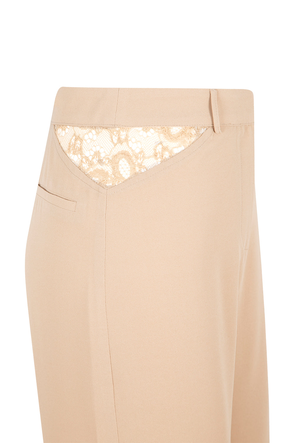 Straight Leg Trousers with Lace Insets