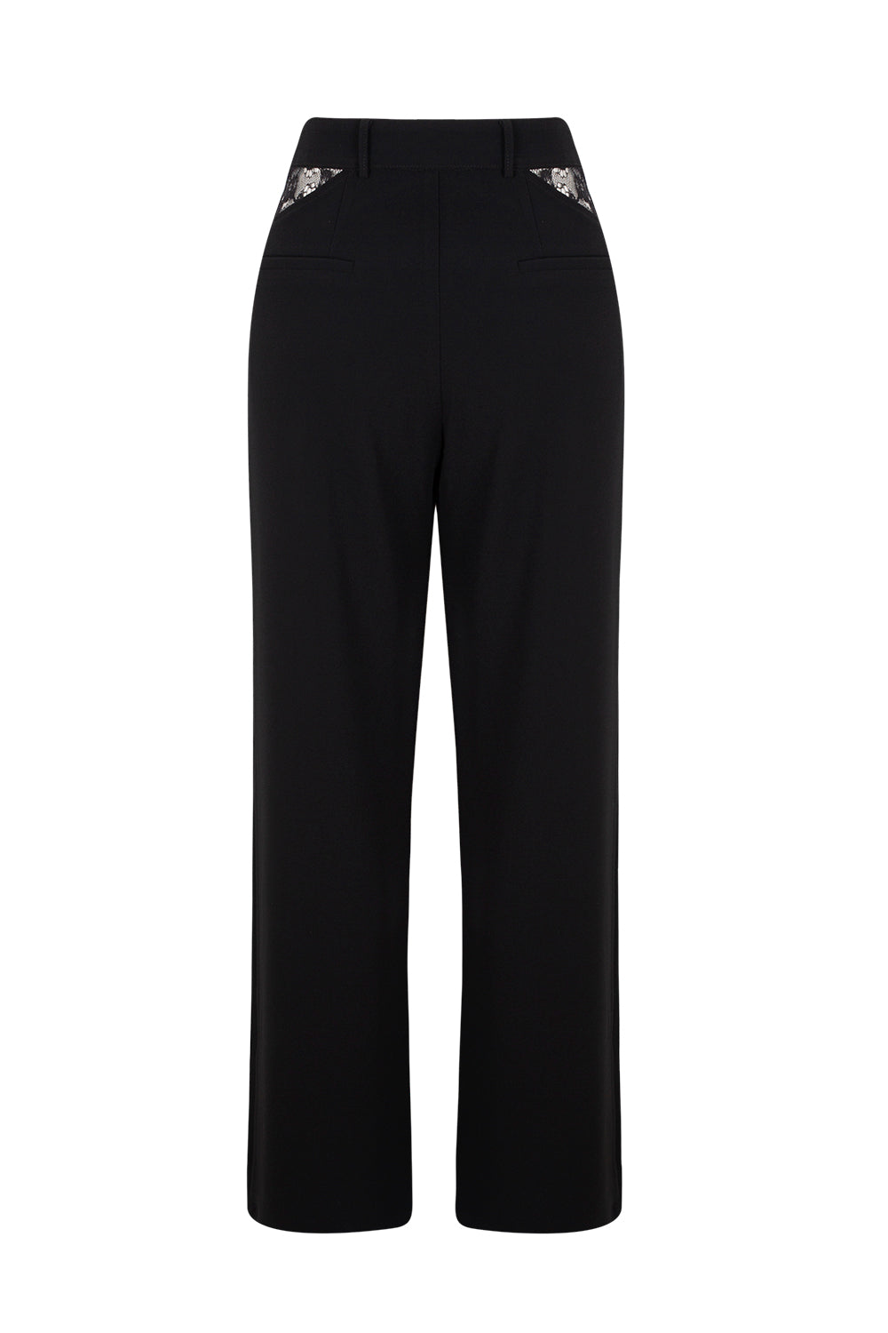 Straight Leg Trousers with Lace Insets