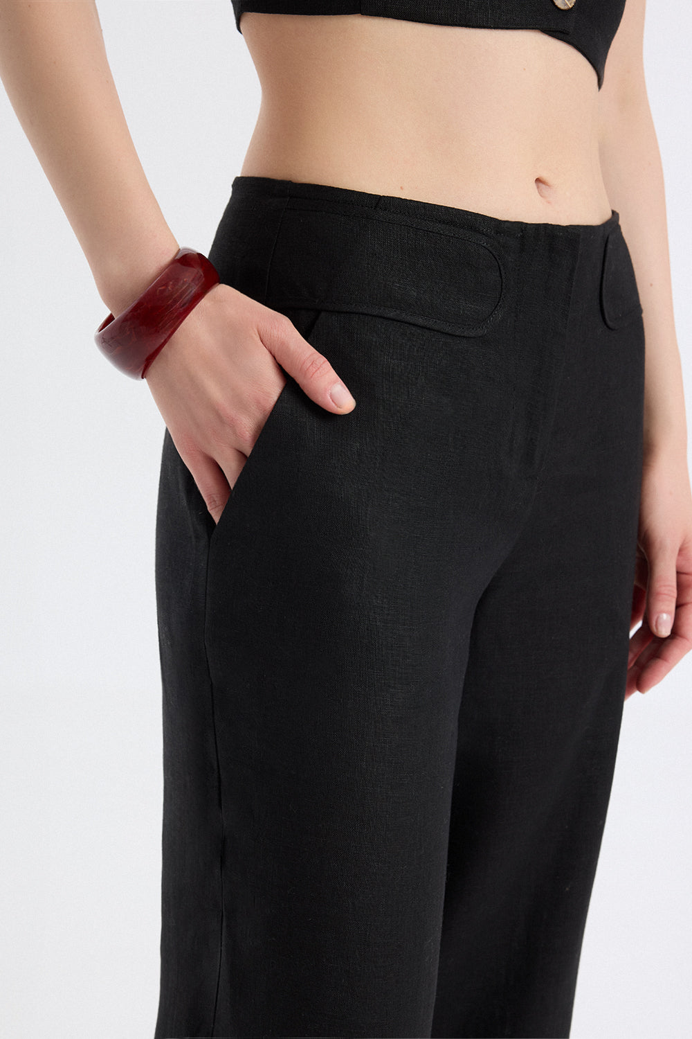 Geniş Paça Keten Pantolon