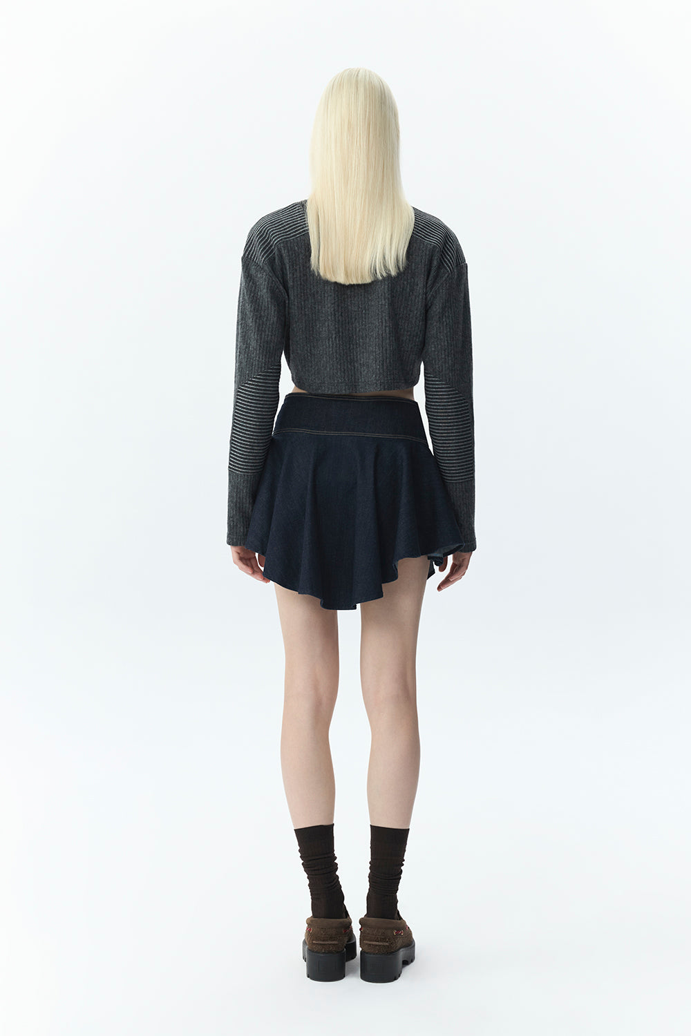 Cropped Zip Wool Cardigan