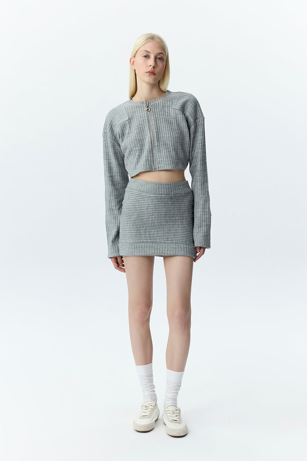 Ribbed Knit Mini Skirt