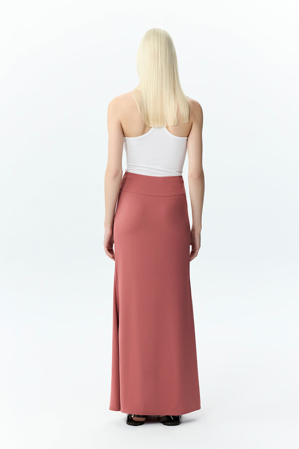 Maxi Skirt with Sculpted Belt Panel