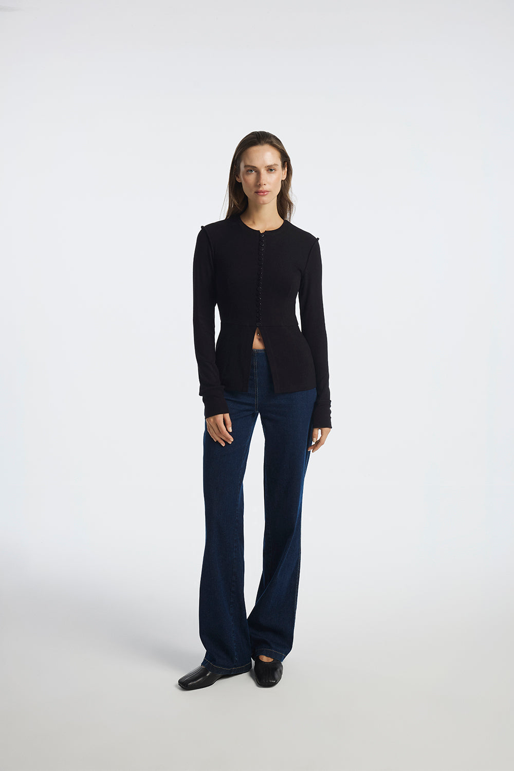 Uzun Kollu Düğmeli Üst