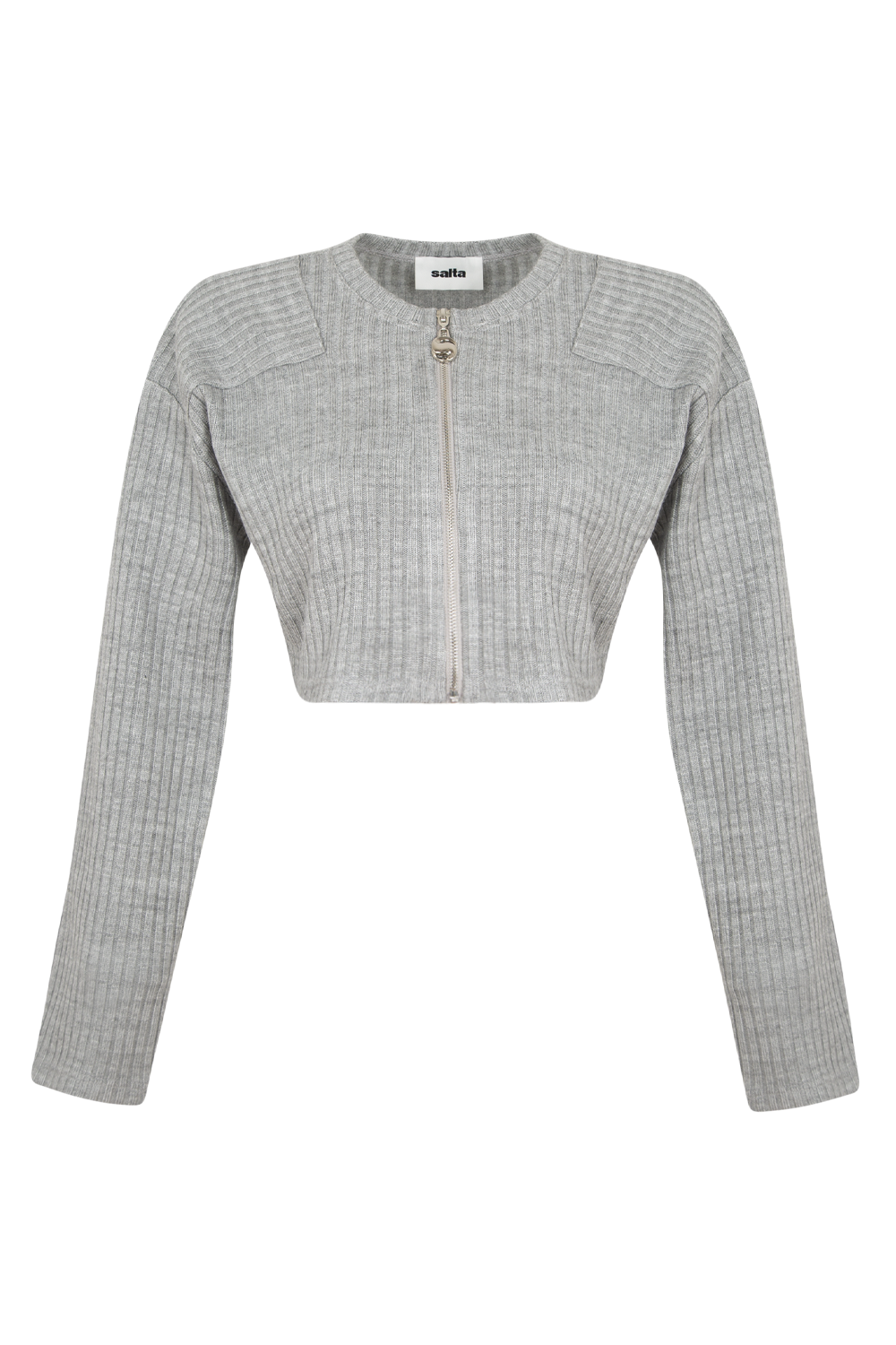 Cropped Zip Knit Cardigan