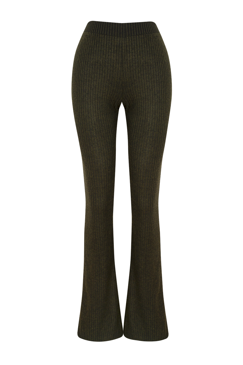 Ribbed Knit Flare Trousers