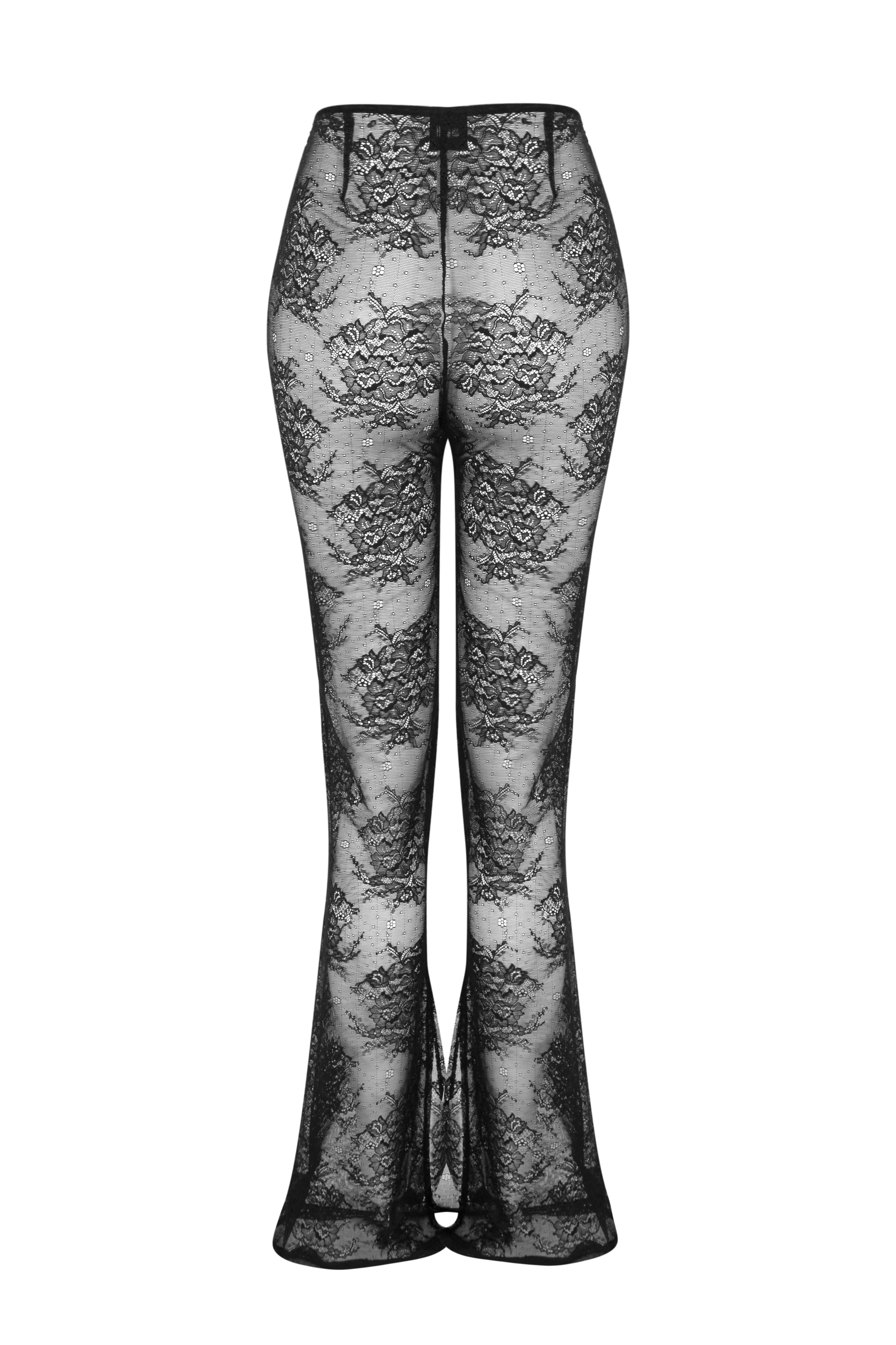 Sheer Lace Flare Trousers